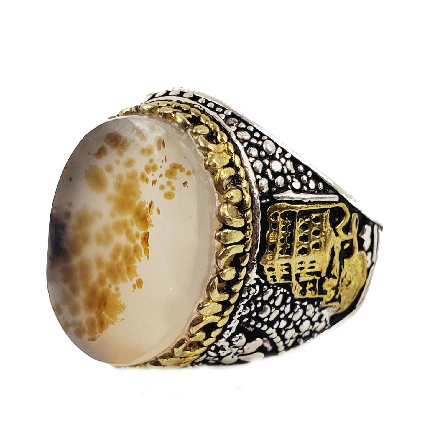 خاتم العقيق اليمني - فضة اصلي - مقاس : 10 - عقيق يماني وفضه الاصلي