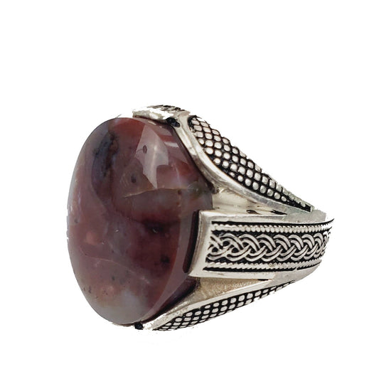 Yemeni Aqeeq Ring- Genuine Silver - size: 9.5