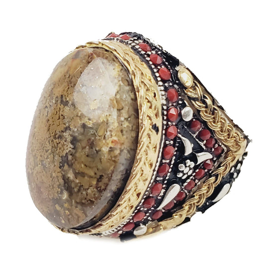 Yemeni Aqeeq Ring- Genuine Silver - size: 6.5 - عقيق يماني وفضه الاصلي