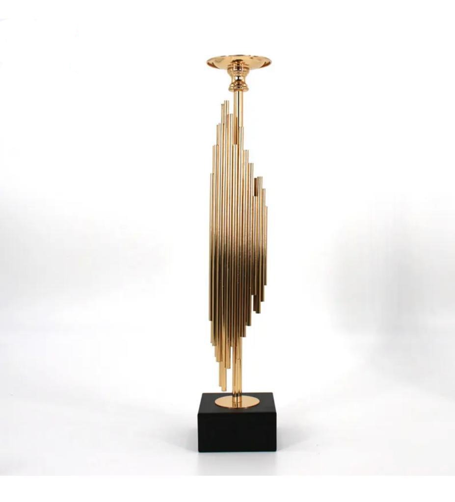 unique tall golden candle holder _ حامل شمعة ذهبي طويل فريد